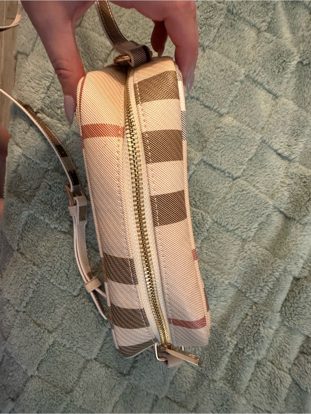 <Sept Miracle> Plaid Crossbody Bag in Beige and Brown - Designer Style - Picture 5 of 8